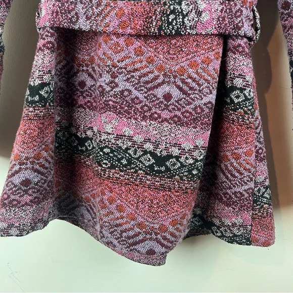 Target Mossimo Tapestry Winter Coat Belt Hood Purple Pockets Fair Isle Medium - Picture 10 of 13